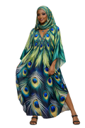 Peacock feather kaftan