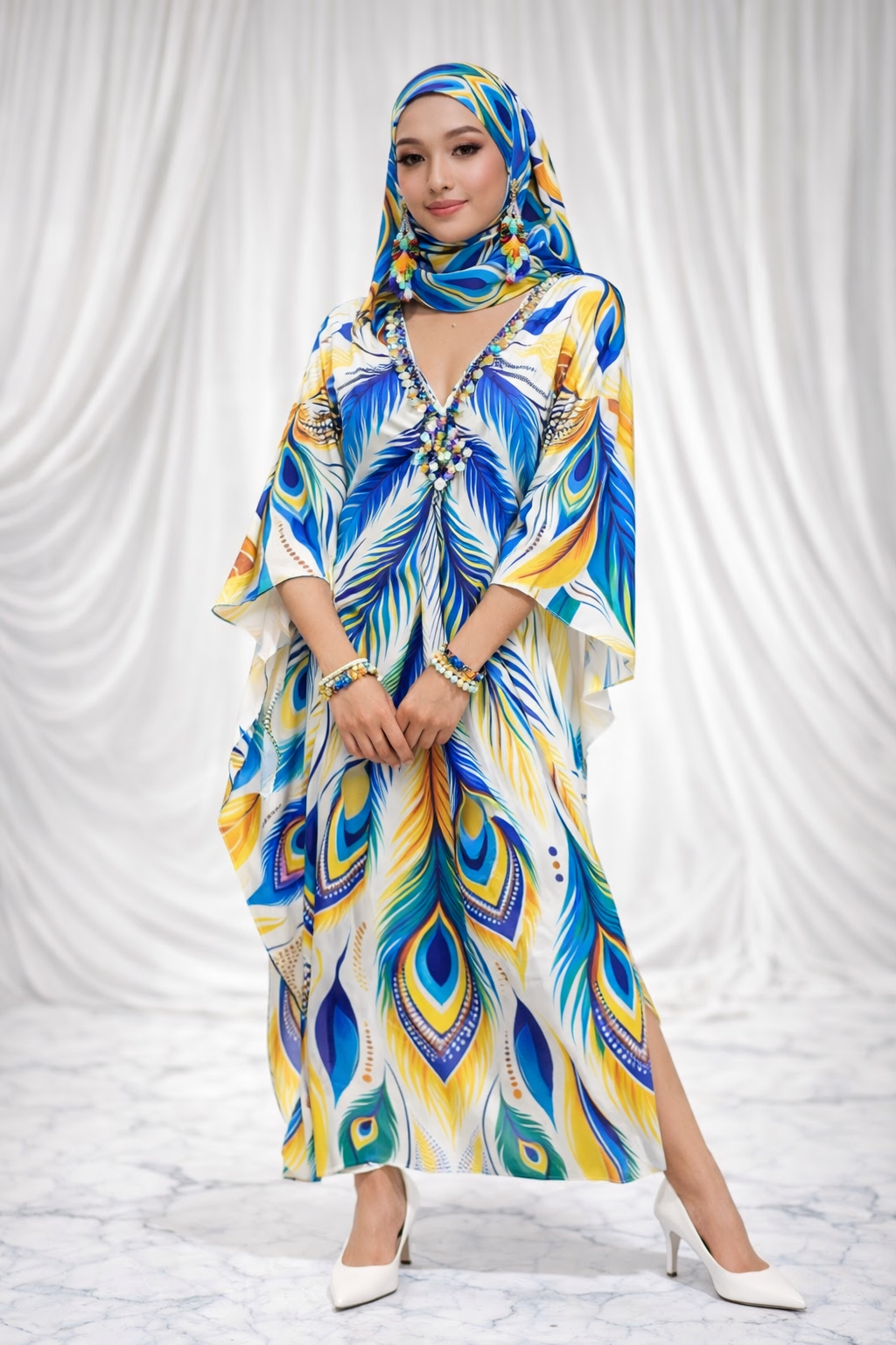 Peacock brilliance Kaftan