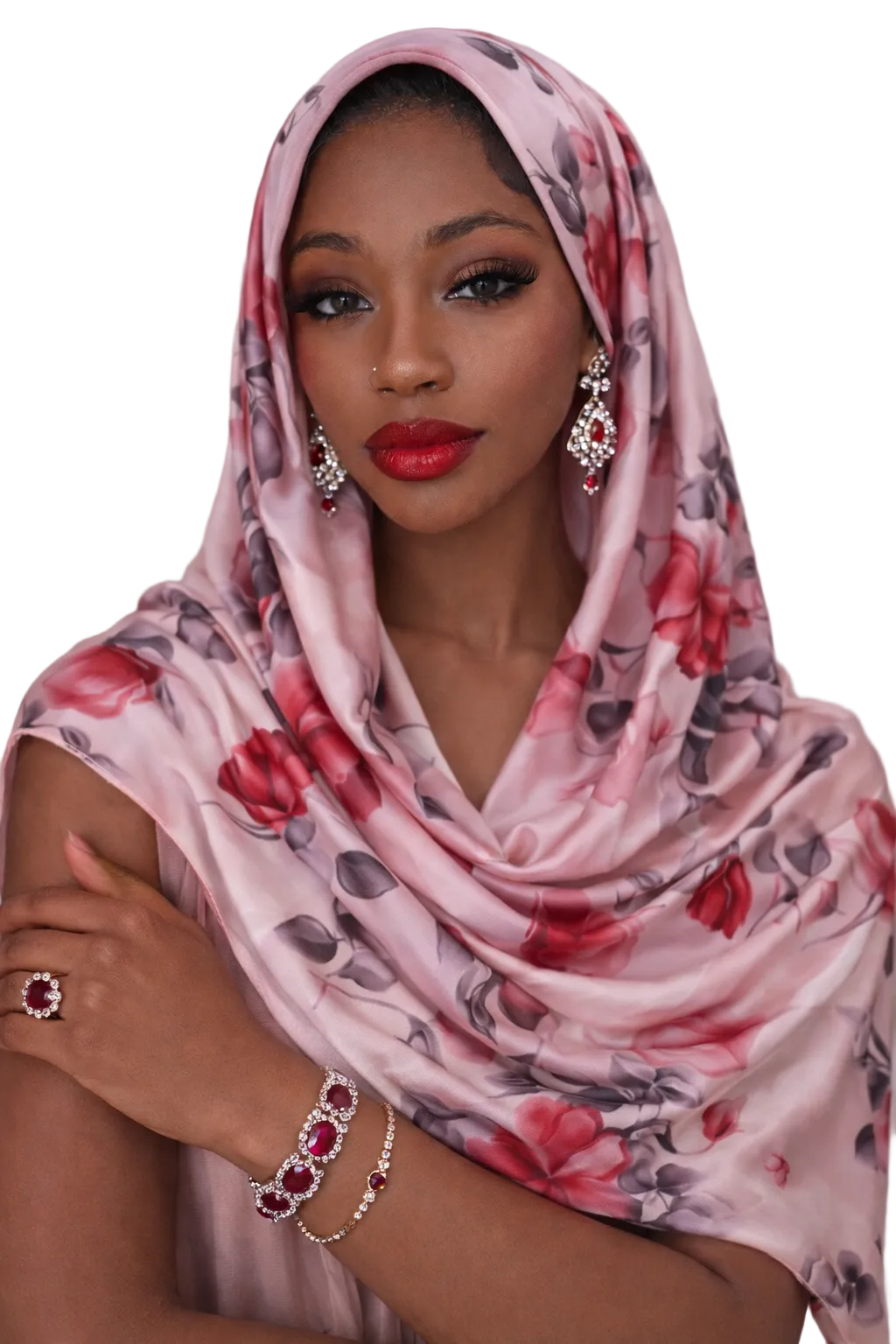 Powder floral beauty hijab/scarf