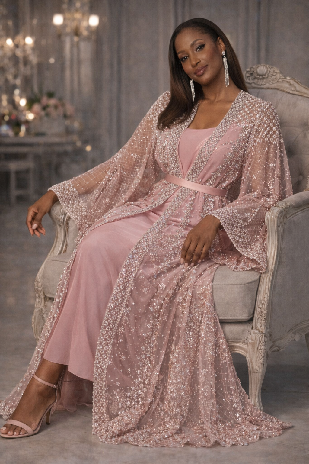 Sequin embroidery Ramadan abaya (2 colors)