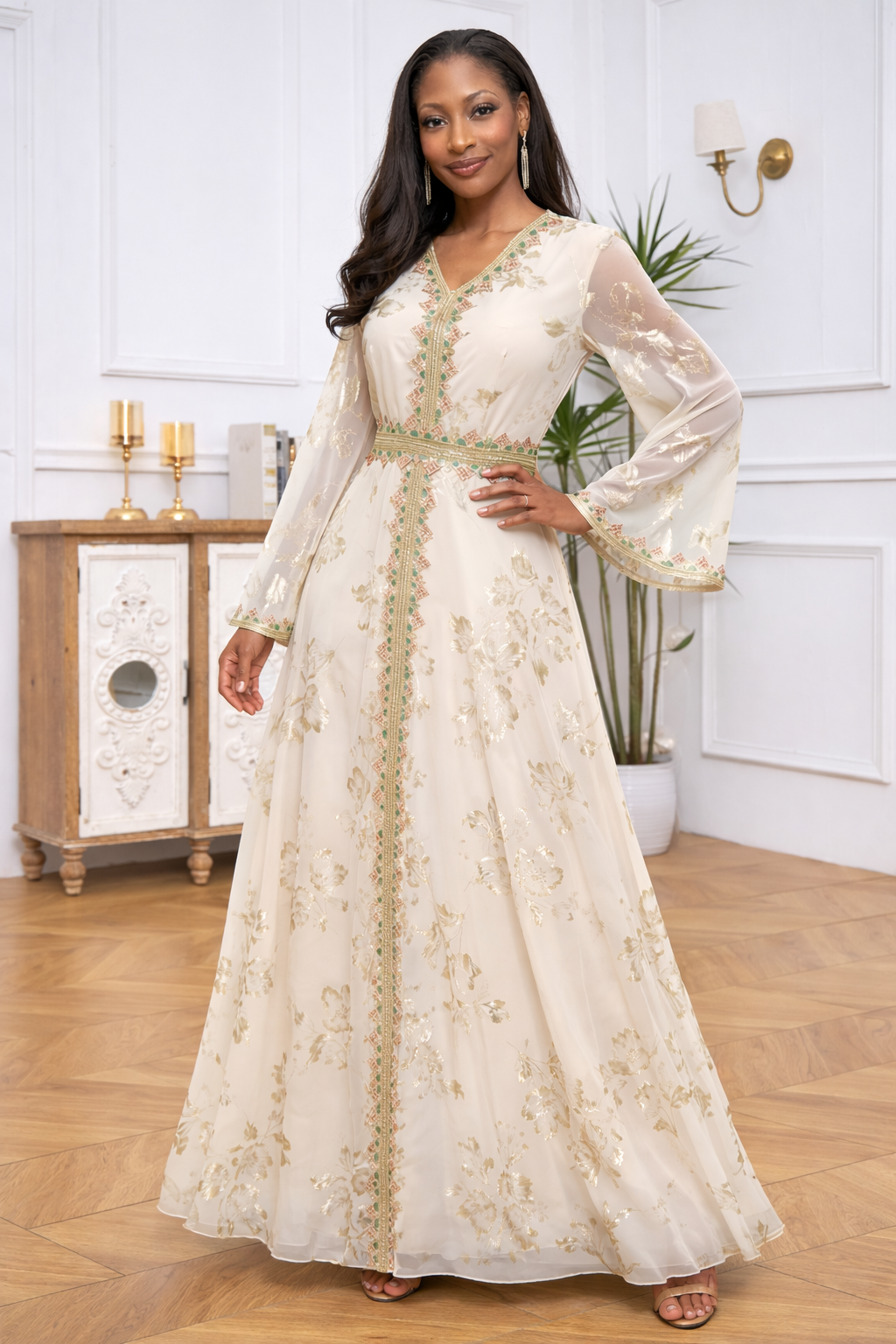 Embroidered lace calf dress(2 colors)